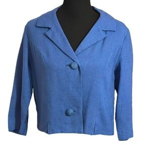 Vintage Kay Windsor Blue Cropped Blazer Women’s Medium Union Made Rare Find